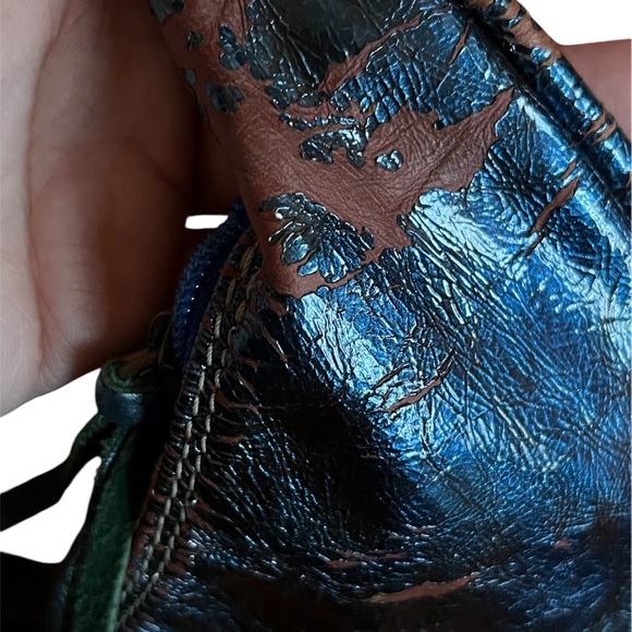Caterina Lucchi Distressed Italian Leather Blue Metallic...